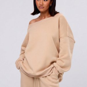 MUSERA Fall Clothes Loose Fit Off Shoulder Sweatshirt