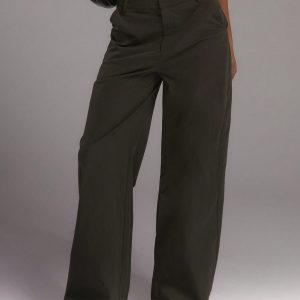 MUSERA Fall Clothes Twill Slouch Fit Wide Leg Trousers