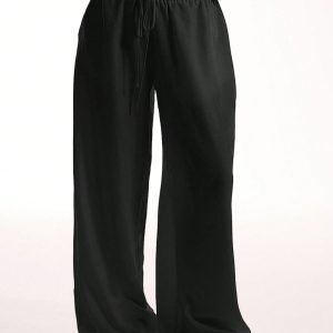MUSERA Textured Linen Feel Tie Waist Trouser
