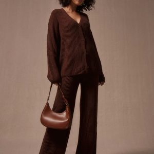 MUSERA Wide Leg Chunky Knit Sweater Trousers Only